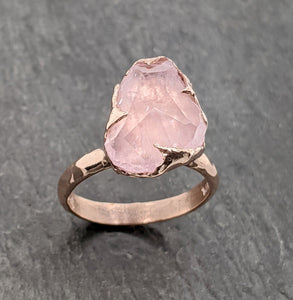 Partially faceted Morganite 14k Rose gold solitaire Pink Gemstone Cocktail Ring Statement Ring gemstone Jewelry byAngeline 2095