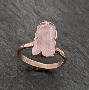 Morganite partially faceted 14k Rose gold solitaire Pink Gemstone Cocktail Ring Statement Ring gemstone Jewelry by Angeline 2099