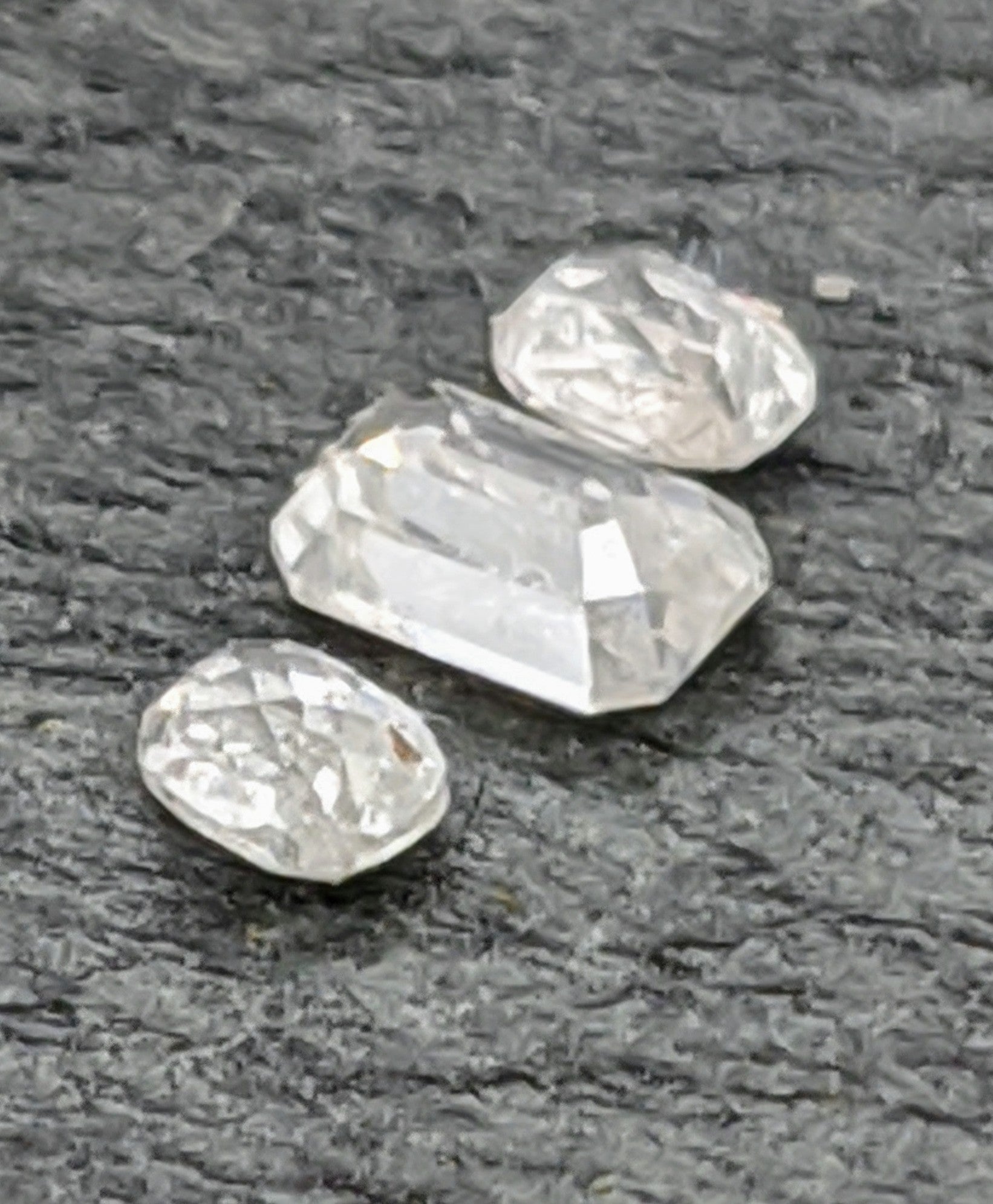 dainty 3 stone multi stone fancy cut 18k white gold engagement ring custom order Alternative Engagement