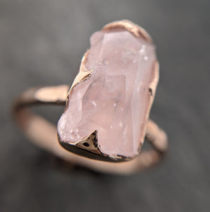 Morganite partially faceted 14k Rose gold solitaire Pink Gemstone Cocktail Ring Statement Ring gemstone Jewelry by Angeline 2099