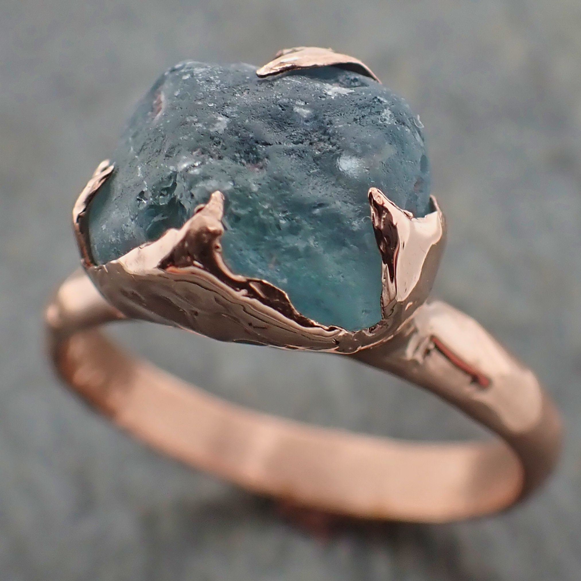 Raw Sapphire Montana sapphire Rose Gold Engagement Ring Steel Blue Wedding Ring Custom Gemstone Ring Solitaire Ring byAngeline 2171