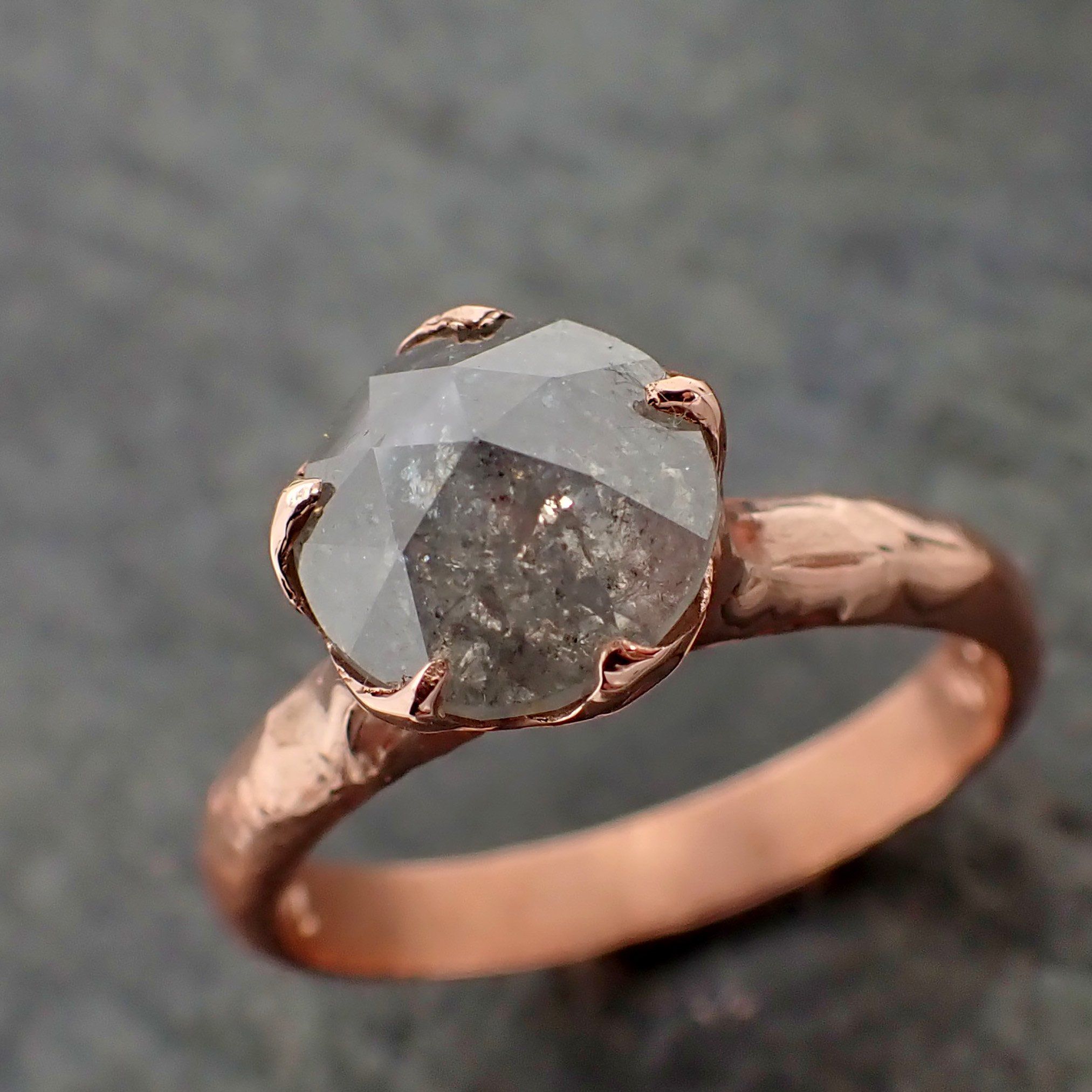 fancy cut white diamond engagement 14k rose gold solitaire stone wedding ring stacking byangeline 2177 Alternative Engagement