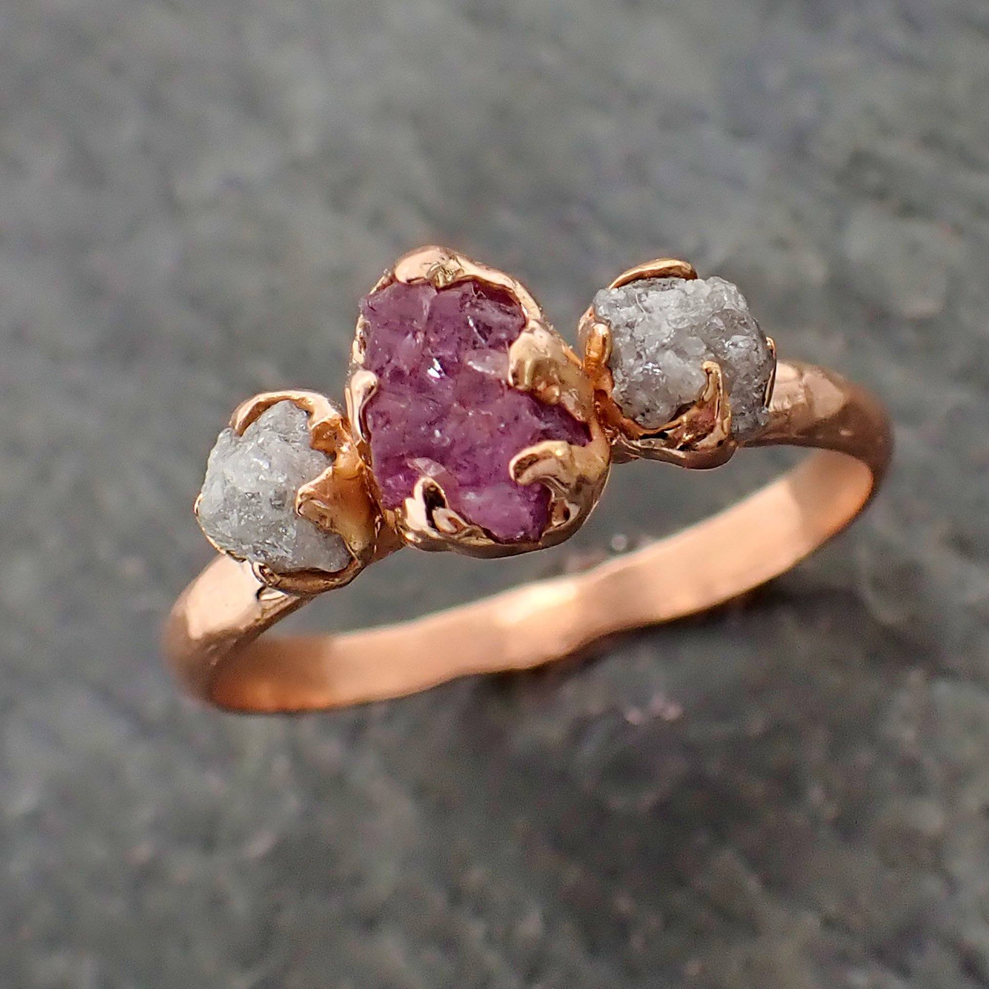 raw sapphire engagement ring pink wedding ring custom multi stone rose gold gemstone ring byangeline 2176 Alternative Engagement