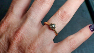fancy cut salt and pepper diamond solitaire engagement 14k yellow gold wedding ring byangeline 2178 Alternative Engagement