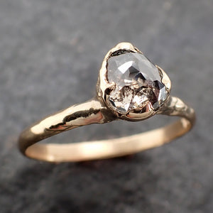 Fancy cut salt and pepper Diamond Solitaire Engagement 14k yellow Gold Wedding Ring Diamond Ring byAngeline 2610
