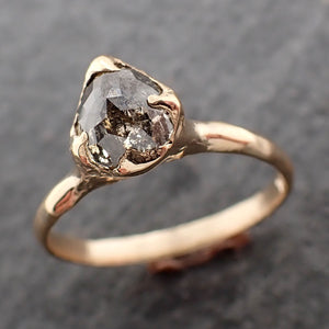 Fancy cut salt and pepper Diamond Solitaire Engagement 14k yellow Gold Wedding Ring Diamond Ring byAngeline 2612