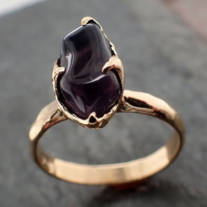 Garnet tumbled red wine 18k Yellow gold Solitaire gemstone ring 2786