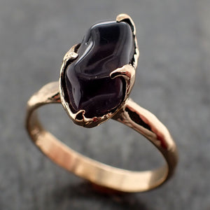 Garnet tumbled red wine 18k Yellow gold Solitaire gemstone ring 2786
