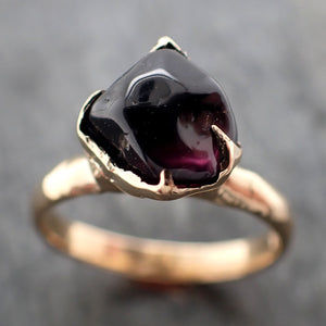Garnet tumbled red wine 18k Yellow gold Solitaire gemstone ring 2787