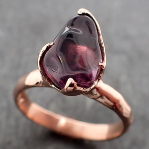 Garnet tumbled red wine 14k Rose gold Solitaire gemstone ring 2790
