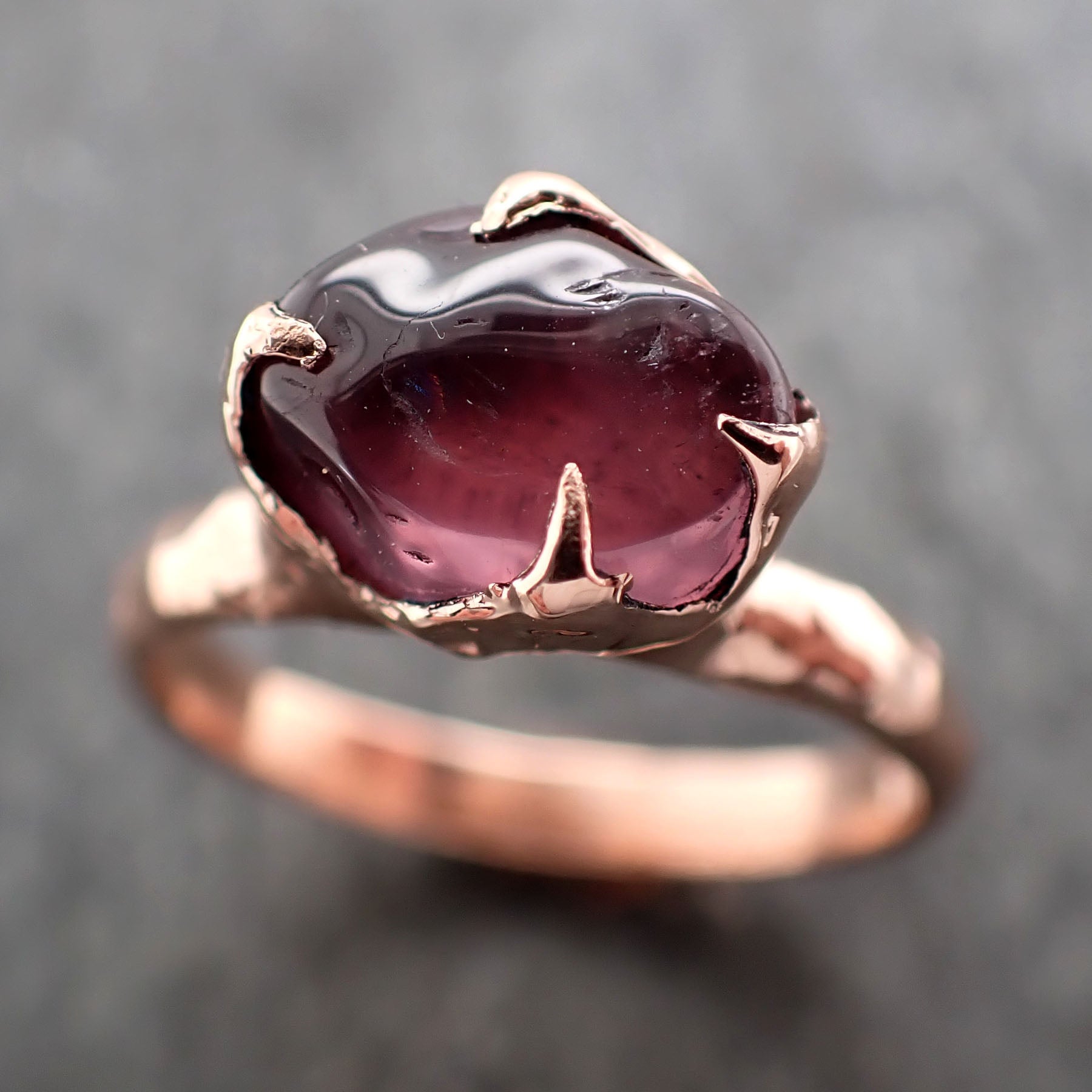 Rose Quartz Ring Rose Gold Ring With Garnet Stone Garnet Tumbled