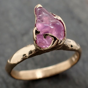 Sapphire Pebble candy 18k yellow gold Solitaire pink polished gemstone ring 2797