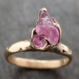 Sapphire Pebble candy 18k yellow gold Solitaire pink polished gemstone ring 2797