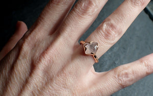 Morganite partially faceted 14k Rose gold solitaire Pink Gemstone Cocktail Ring Statement Ring gemstone Jewelry by Angeline 2416