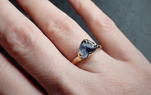Sapphire Pebble candy 18k yellow gold Solitaire blue polished gemstone ring 2798