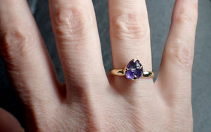 Sapphire Pebble candy 14k yellow gold Solitaire purple polished gemstone ring 2799