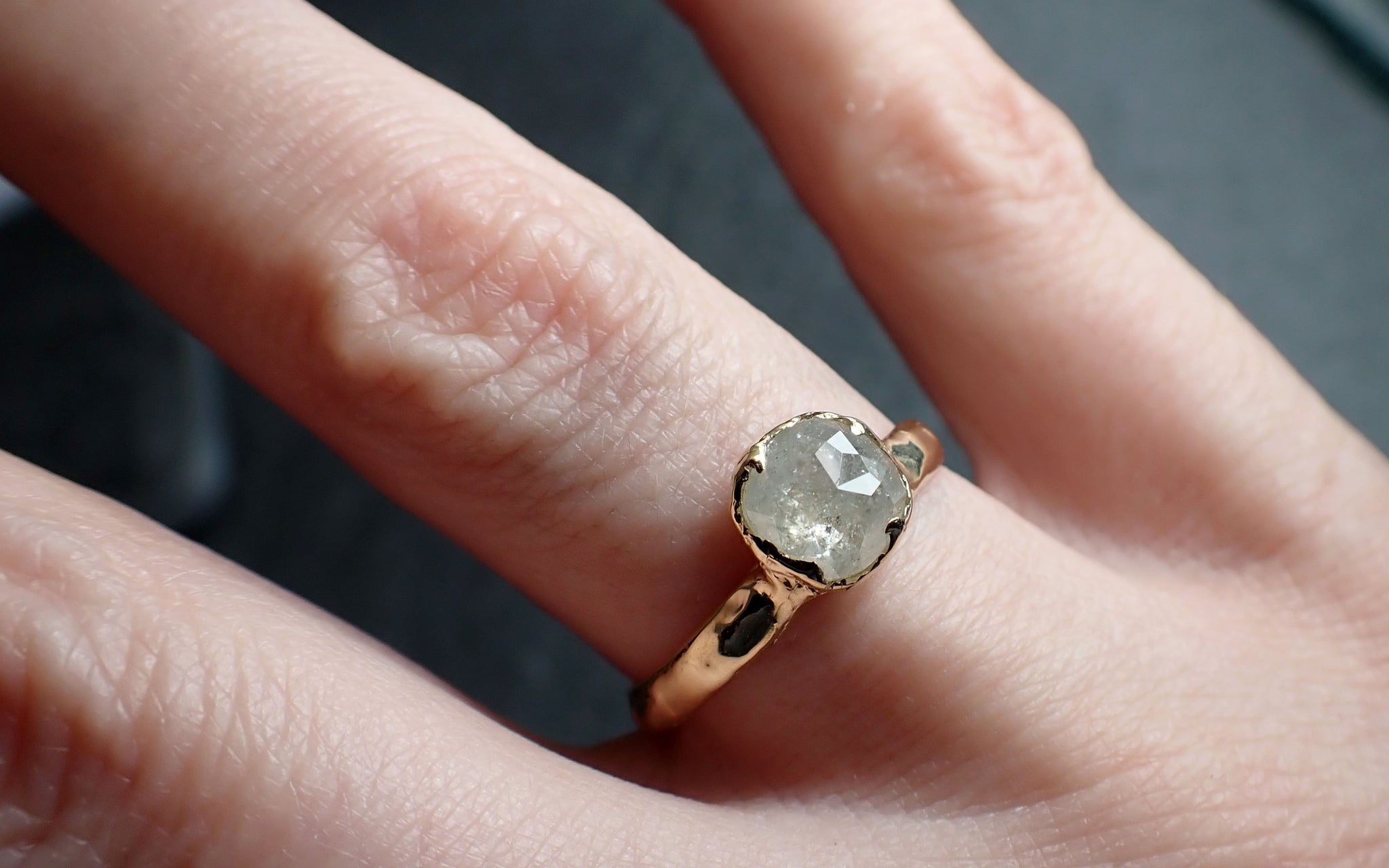 Fancy cut white Diamond Solitaire Engagement 18k yellow Gold Wedding Ring byAngeline 2806