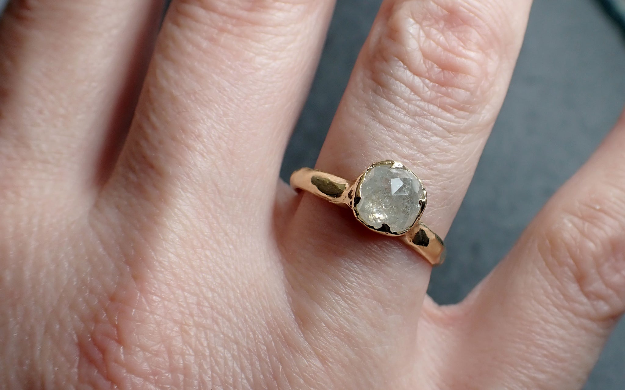 Fancy cut white Diamond Solitaire Engagement 18k yellow Gold Wedding Ring byAngeline 2806