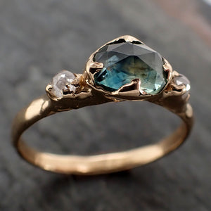 fancy cut blue montana sapphire and fancy cut diamonds 18k yellow gold engagement wedding ring gemstone ring multi stone ring 2812 Alternative Engagement