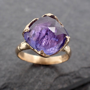 Fancy cut Tanzanite Crystal Solitaire 18k recycled yellow Gold Ring Tanzanite stacking cocktail statement byAngeline 2421
