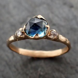 Fancy cut blue Montana Sapphire and fancy cut Diamonds 18k Yellow Gold Engagement Wedding Ring Gemstone Ring Multi stone Ring 2823