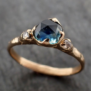 fancy cut blue montana sapphire and fancy cut diamonds 18k yellow gold engagement wedding ring gemstone ring multi stone ring 2823 Alternative Engagement