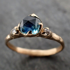 fancy cut blue montana sapphire and fancy cut diamonds 18k yellow gold engagement wedding ring gemstone ring multi stone ring 2823 Alternative Engagement