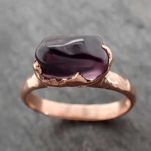 Garnet tumbled red wine 14k Rose gold Solitaire gemstone ring 2822