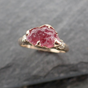 raw pink spinel engagement 14k yellow gold multi stone gemstone ring 2426 Alternative Engagement