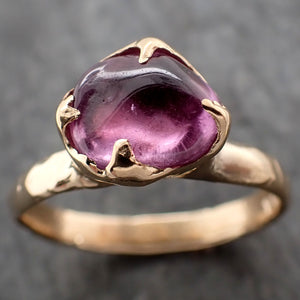 Sapphire Pebble candy 18k yellow gold Solitaire pink polished gemstone ring 2815