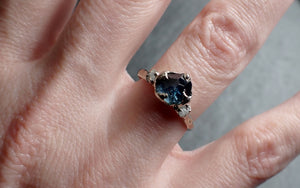 Partially faceted Montana Sapphire Diamond 14k White Gold Engagement Ring Wedding Ring Custom blue Gemstone Ring Multi stone Ring 2436