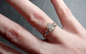 Raw Rough Diamond Engagement Stacking Multi stone Wedding anniversary Rose 14k Gold Ring Rustic 2427