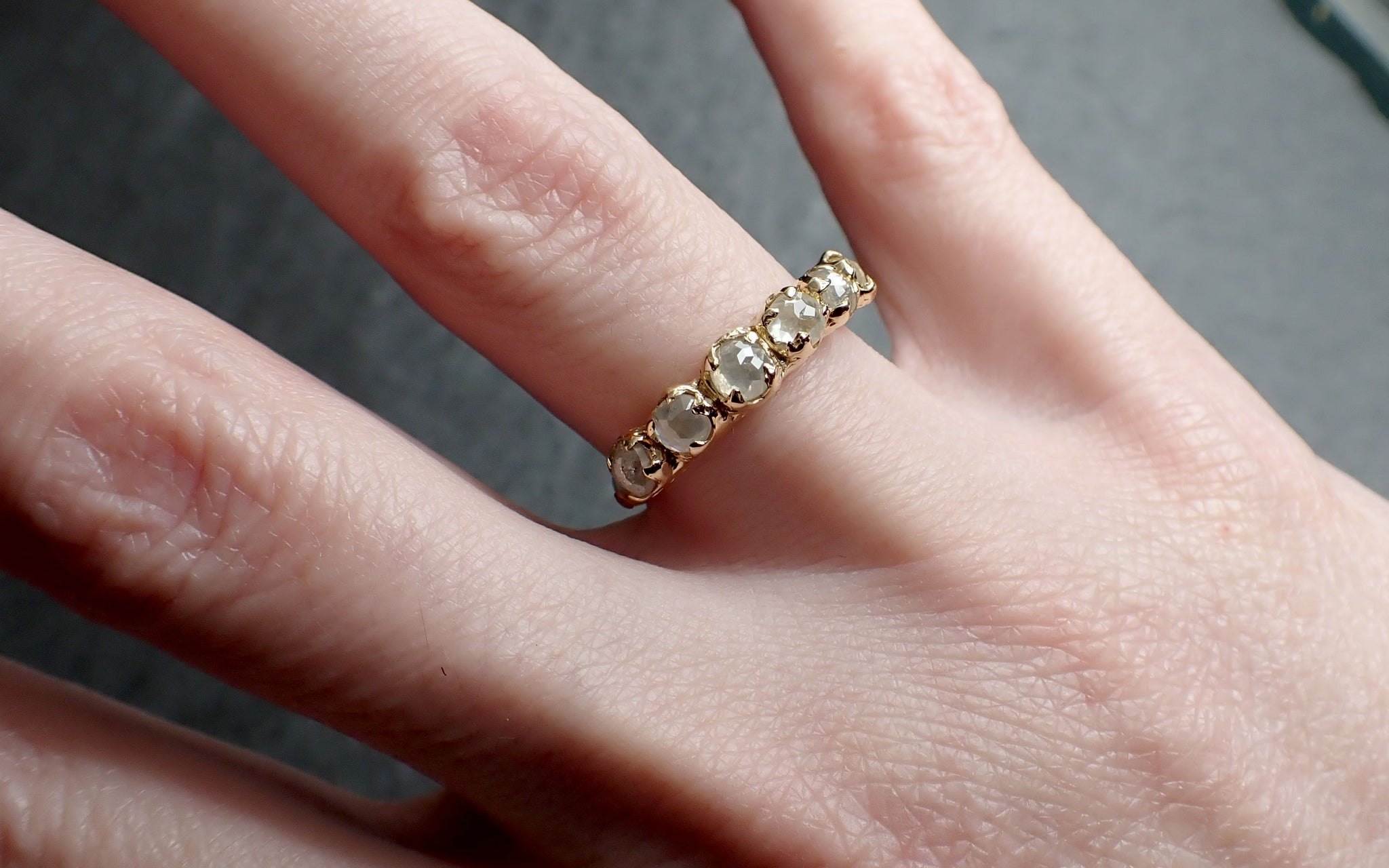 Fancy cut Diamond Wedding Band 18k Gold Diamond Wedding Ring byAngeline 2419