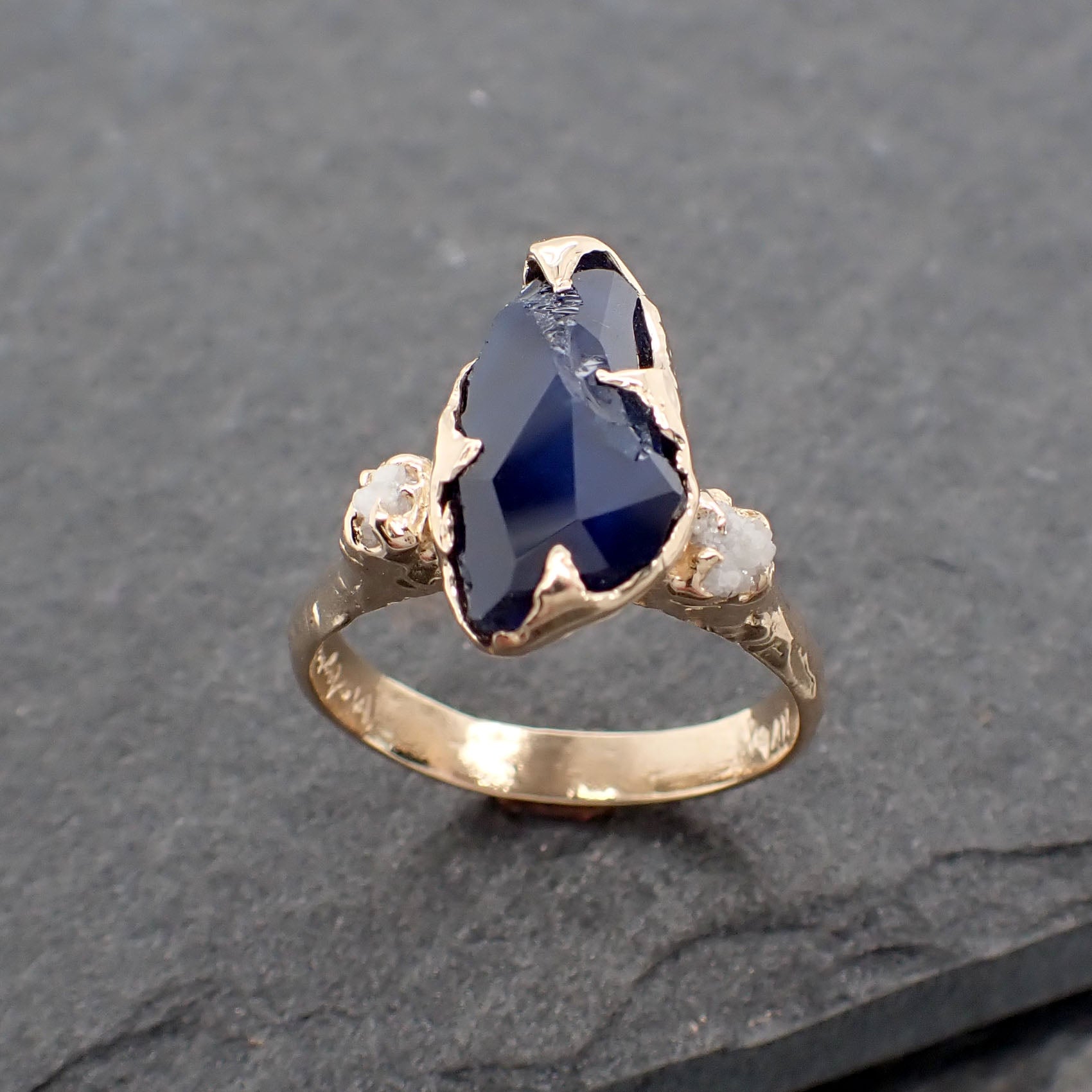 Beautiful Peacock V Shaped Royal Blue Finger Ring - South India Jewels