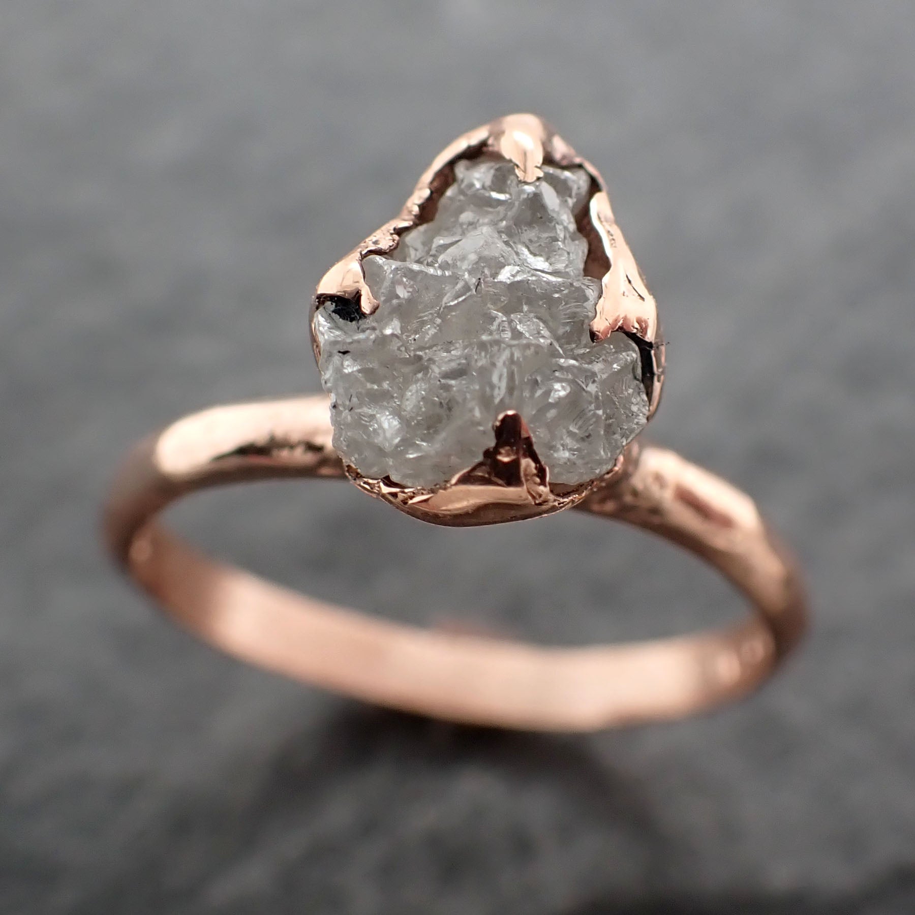 Raw Diamond Solitaire Engagement Ring Rough Uncut Rose gold Conflict Free Diamond Wedding Promise 2451.1