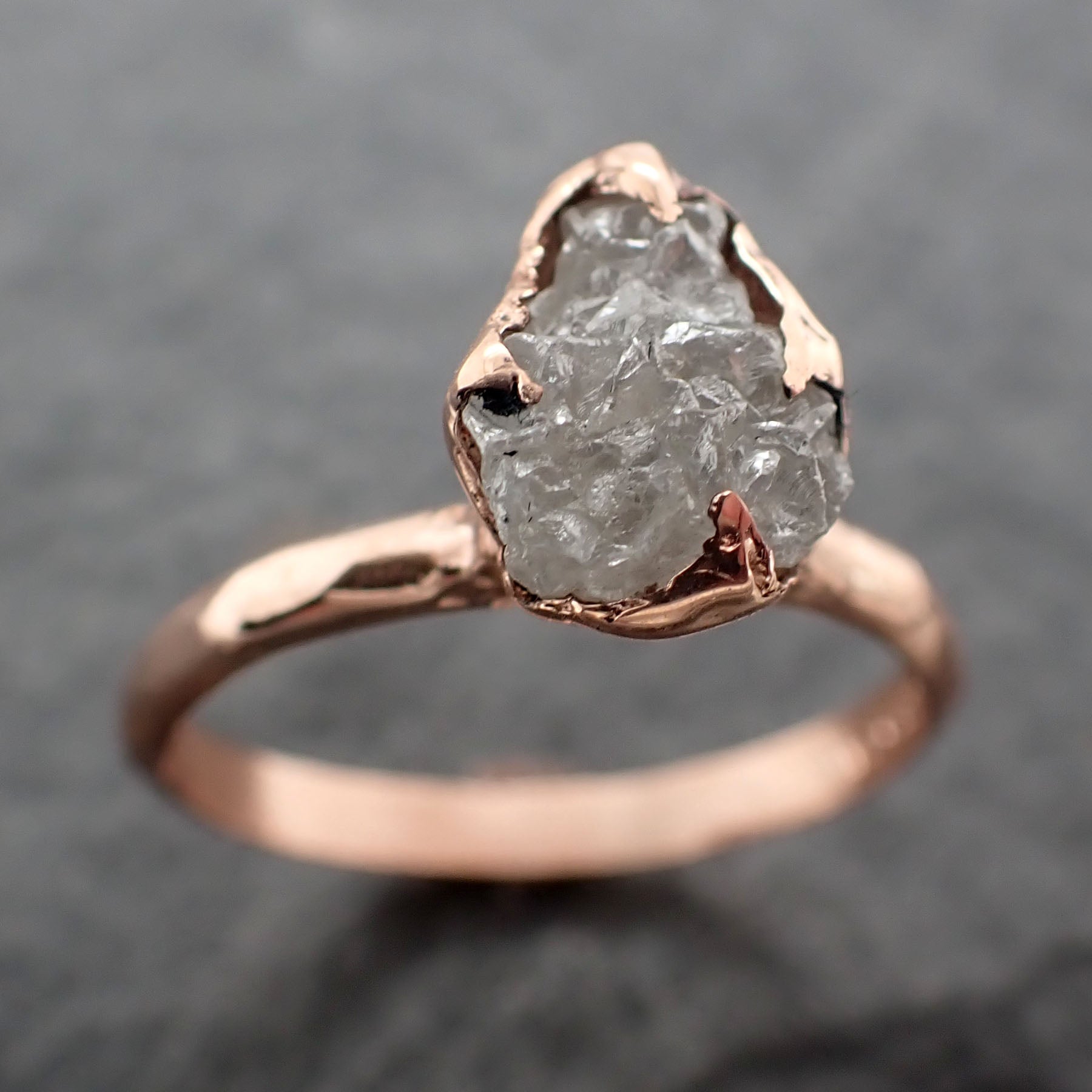 raw diamond solitaire engagement ring rough uncut rose gold conflict free diamond wedding promise 2451.1 Alternative Engagement