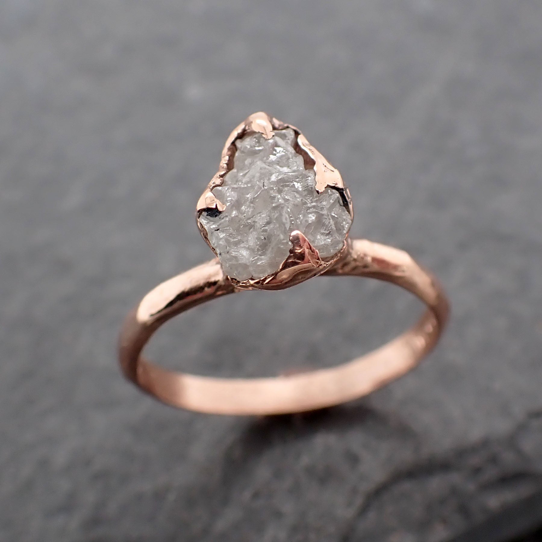 Raw Diamond Solitaire Engagement Ring Rough Uncut Rose gold Conflict Free Diamond Wedding Promise 2451.1