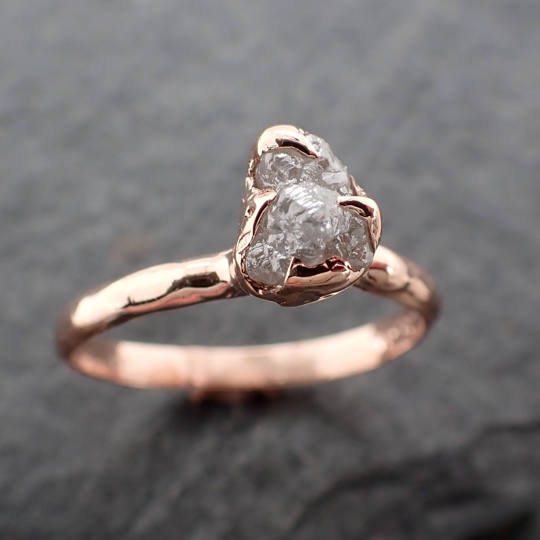 Raw Diamond Solitaire Engagement Ring Rough Uncut Rose gold Conflict Free Diamond Wedding Promise 2451