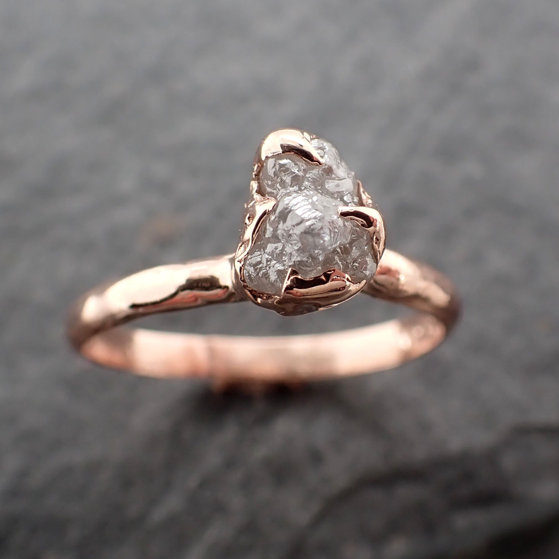 raw diamond solitaire engagement ring rough uncut rose gold conflict free diamond wedding promise 2451 Alternative Engagement