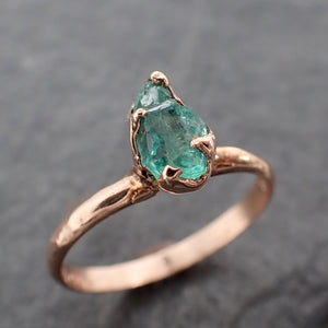 Raw Rough Emerald  Rose Gold Ring Solitaire Birthstone One Of a Kind Gemstone Engagement Wedding Ring Recycled gold byAngeline 2448