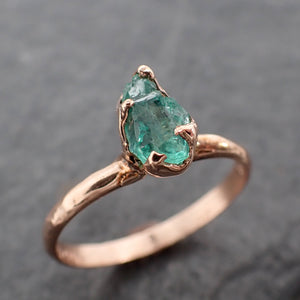 raw rough emerald rose gold ring solitaire birthstone one of a