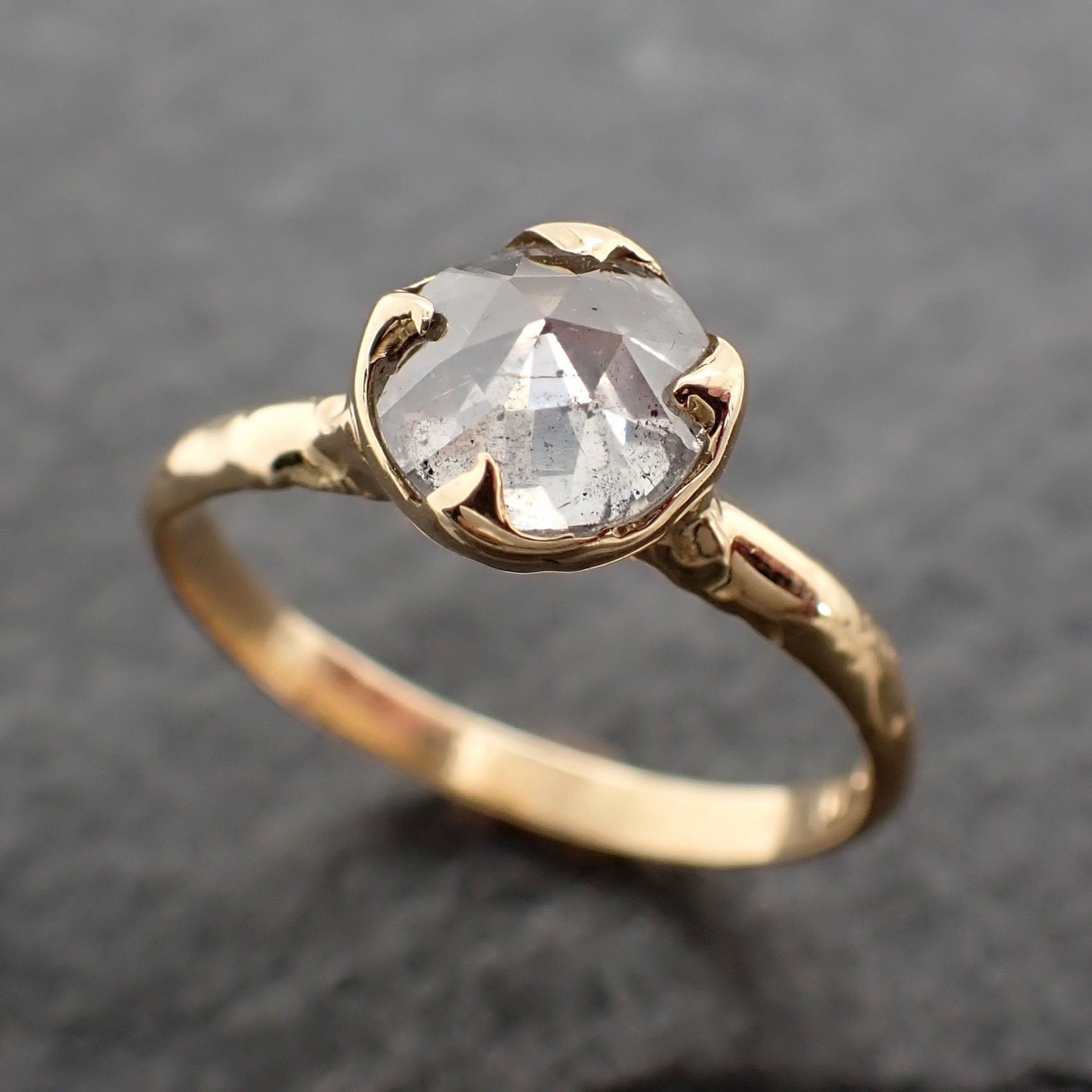 fancy cut white diamond solitaire engagement 18k yellow gold wedding ring byangeline 2438 Alternative Engagement