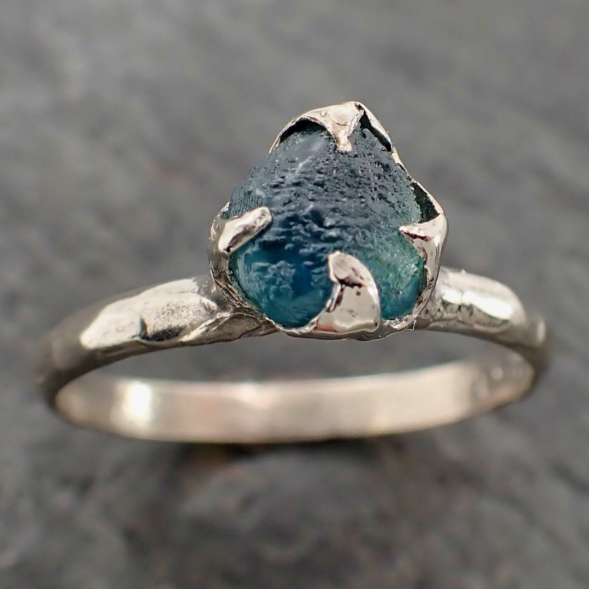 raw sapphire montana sapphire 14k white gold engagement ring blue wedding ring custom gemstone ring solitaire ring byangeline 2158 Alternative Engagement