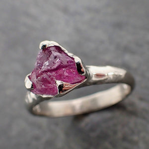 Raw Pink Sapphire White Gold Engagement Ring Solitaire Gemstone Wedding Ring byAngeline 2159