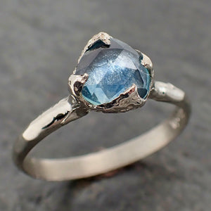 fancy cut montana blue sapphire 14k white gold solitaire ring gold gemstone engagement ring 2157 Alternative Engagement