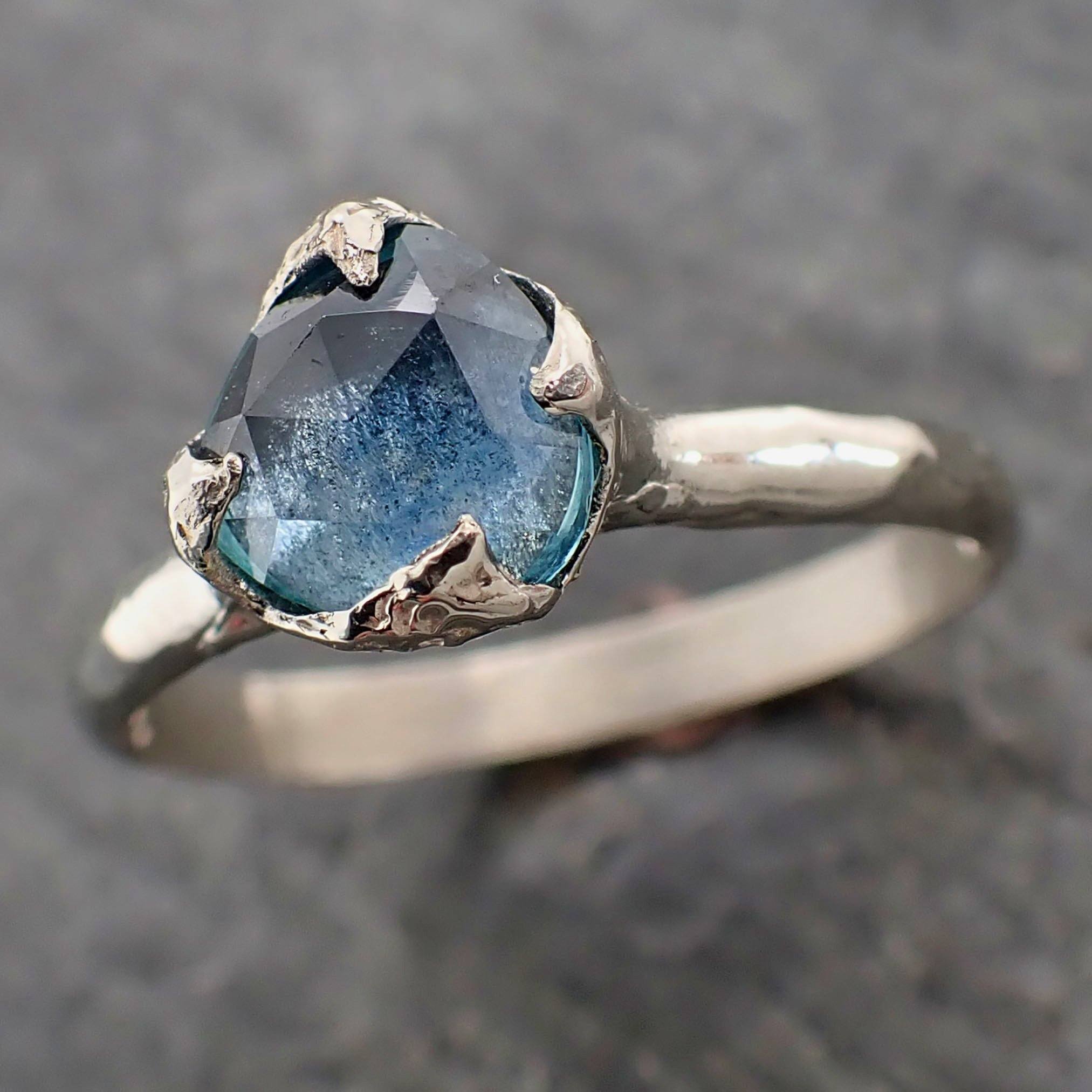 fancy cut montana blue sapphire 14k white gold solitaire ring gold gemstone engagement ring 2157 Alternative Engagement