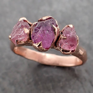 partially faceted pink and purple sapphire 14k rose gold multi stone ring gold gemstone engagement ring raw 2162 Alternative Engagement