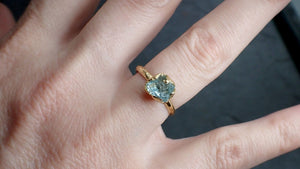 raw uncut aquamarine solitaire 14k yellow gold ring custom one of a kind gemstone ring bespoke byangeline 2166 Alternative Engagement