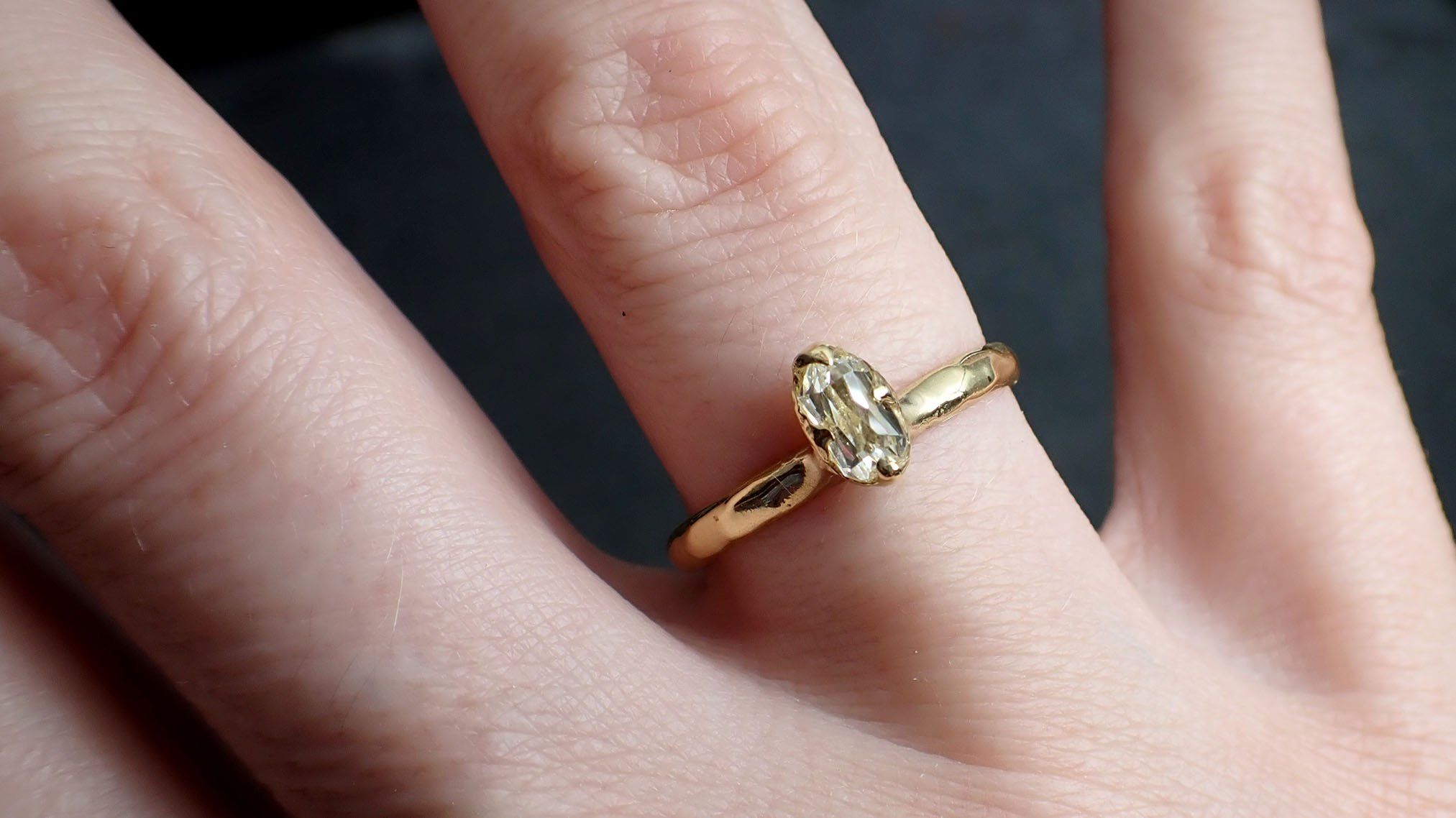 fancy cut white diamond solitaire engagement 18k yellow gold wedding ring diamond ring byangeline 2164 Alternative Engagement