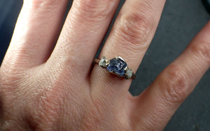 Sapphire polished tumbled White 14k gold Multi stone gemstone ring 2831